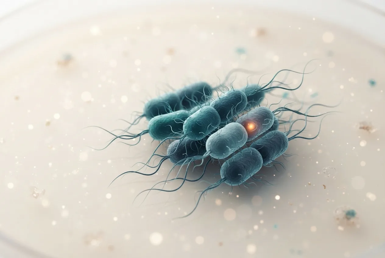 Microscopy-style illustration of actinobacillus pleuropneumoniae bacteria showing cell morphology