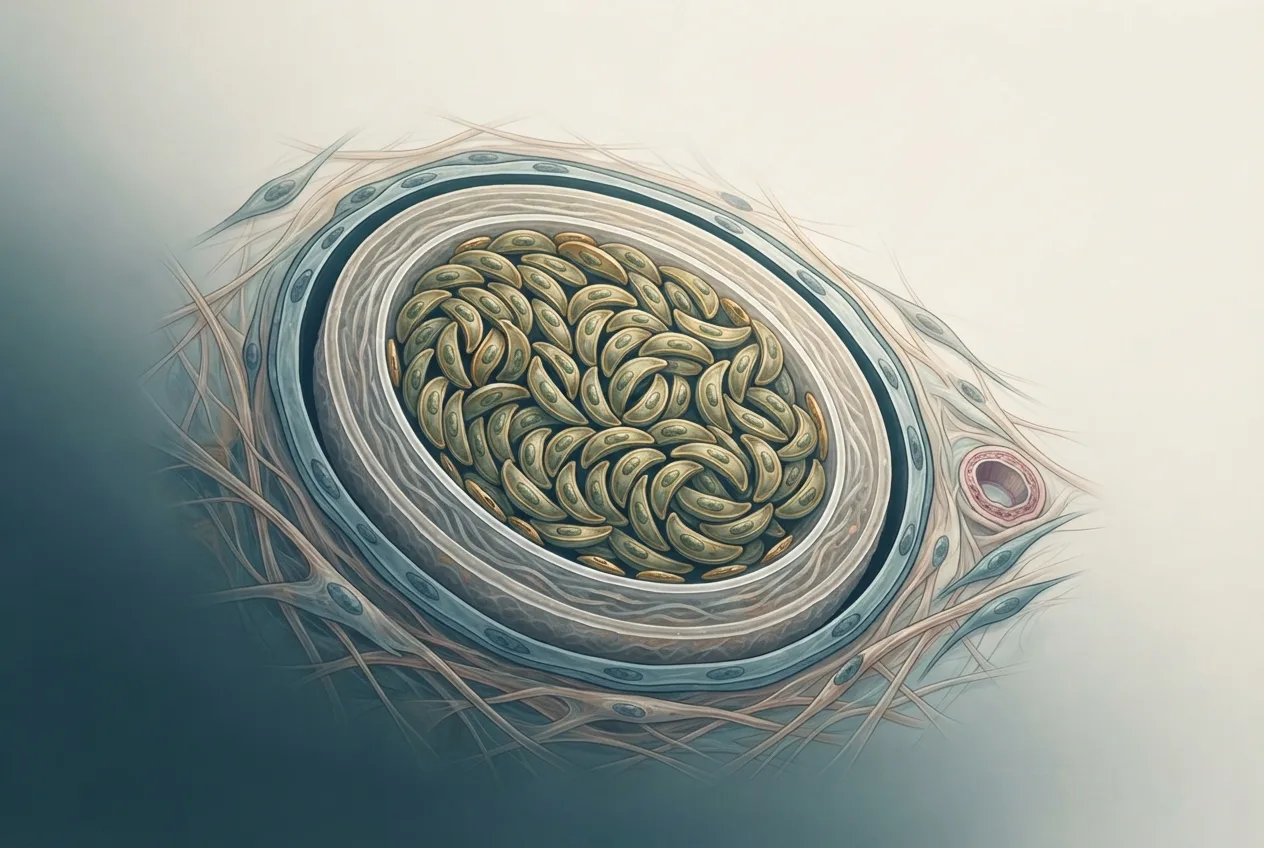 Scientific illustration of the besnoitia besnoiti parasite life stage