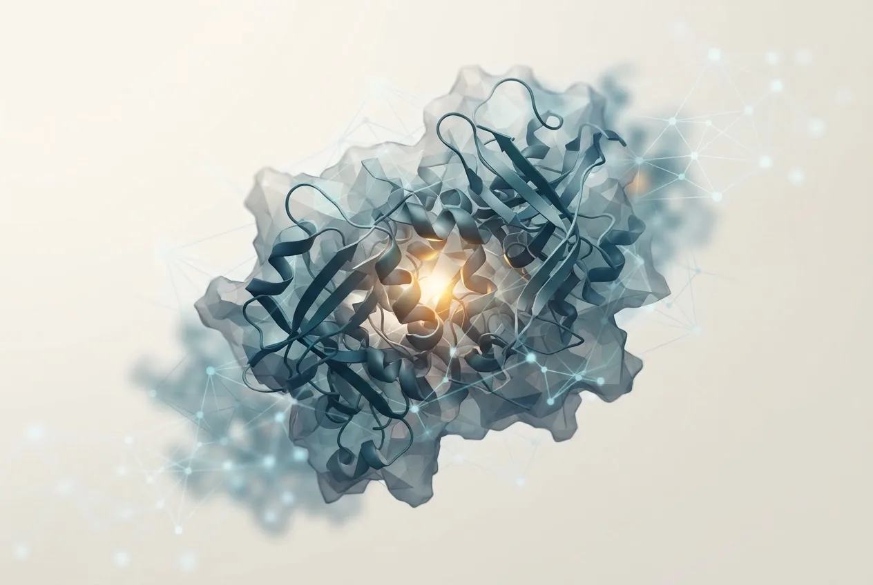 Abstract computational biology visualization of protein structures related to adn programs