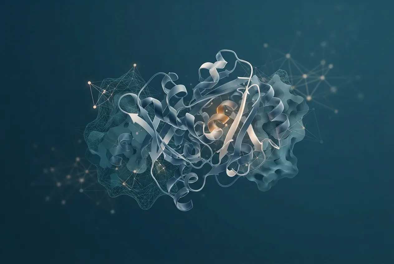 Abstract computational biology visualization of protein structures related to alleles definition biology
