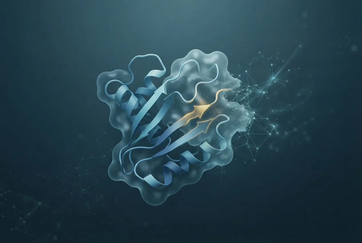 Abstract computational biology visualization of protein structures related to biology definition of mutation