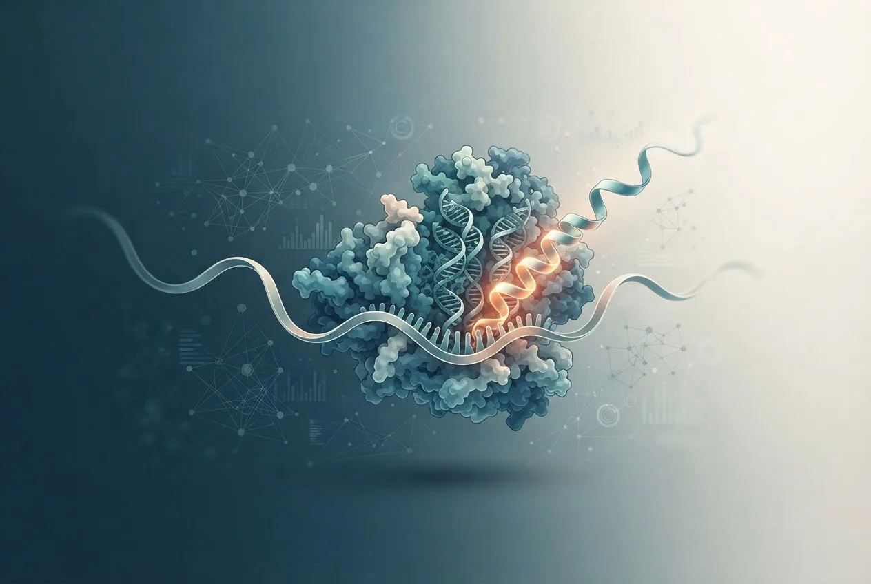 Abstract computational biology visualization of protein structures related to biology translation definition