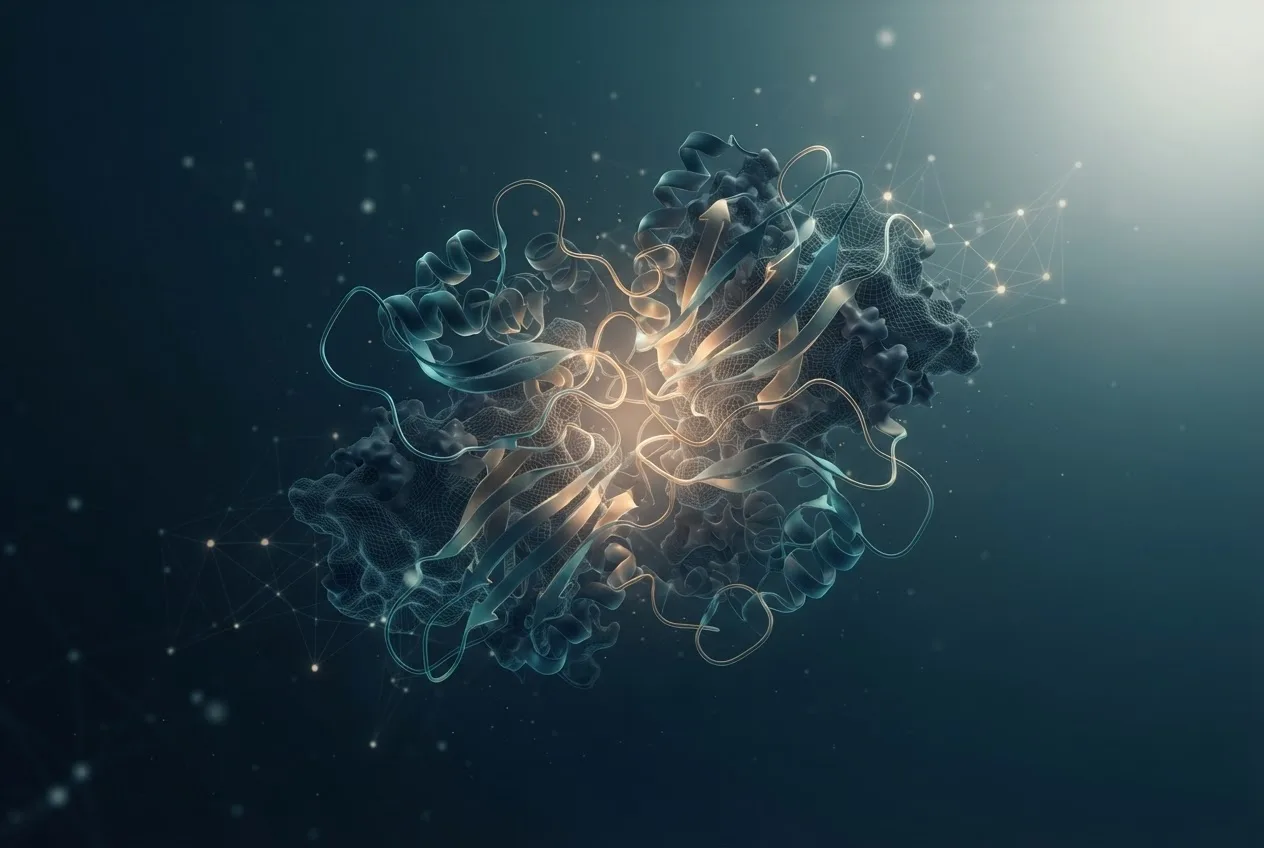Abstract computational biology visualization of protein structures related to cell biology