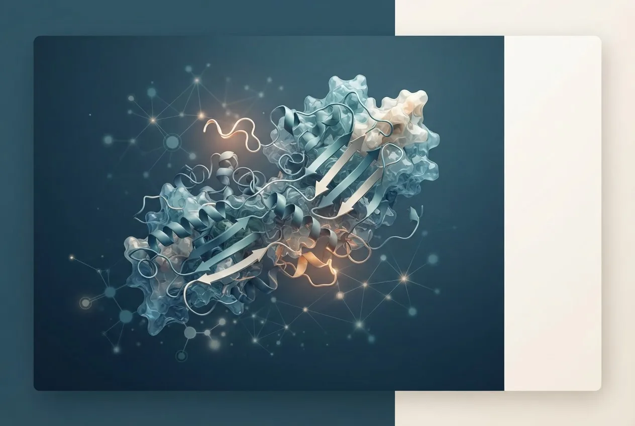 Abstract computational biology visualization of protein structures related to research jobs