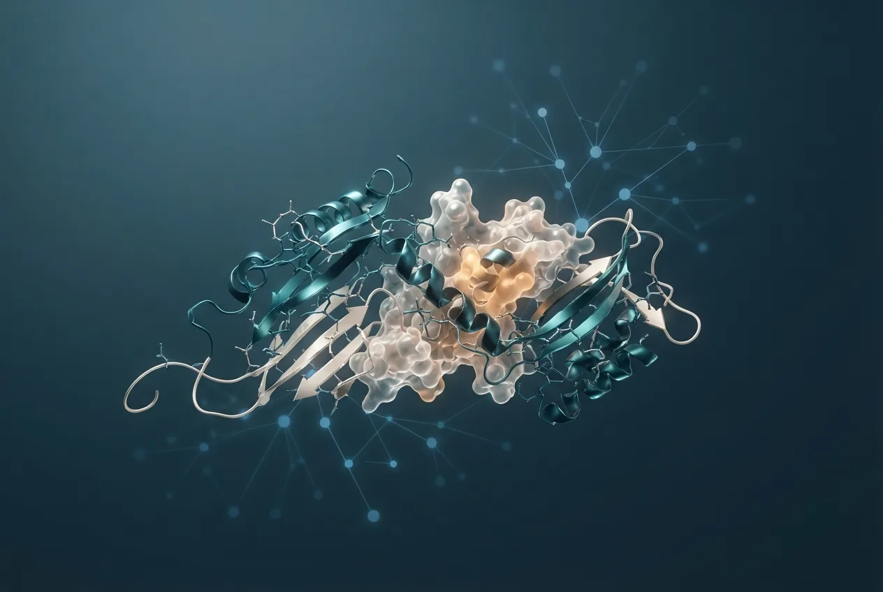 Abstract computational biology visualization of protein structures related to evolutionary biology