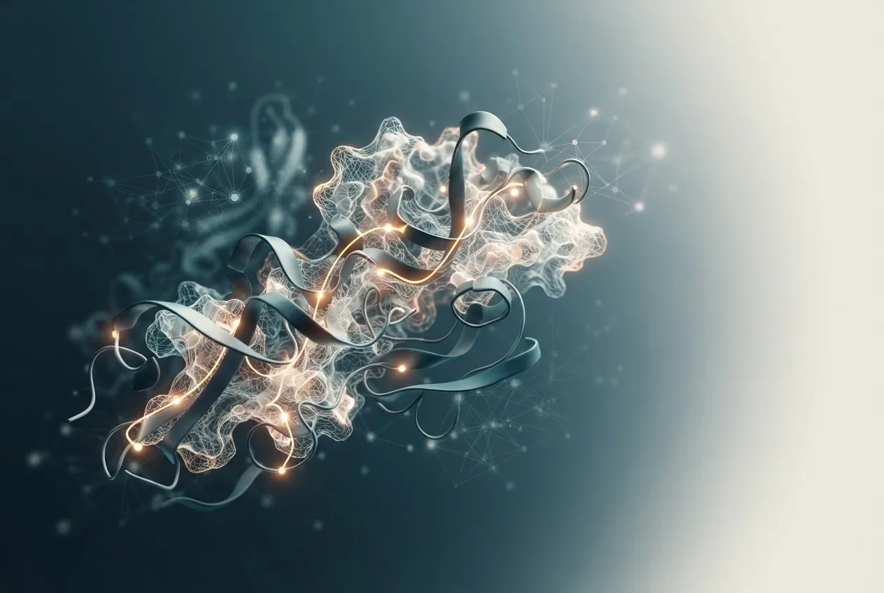 Abstract computational biology visualization of protein structures related to gene definition biology