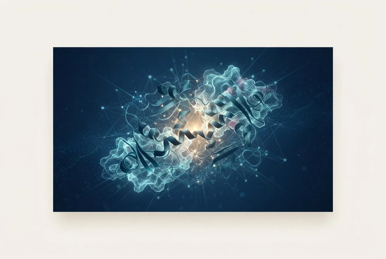 Abstract computational biology visualization of protein structures related to genotype biology definition