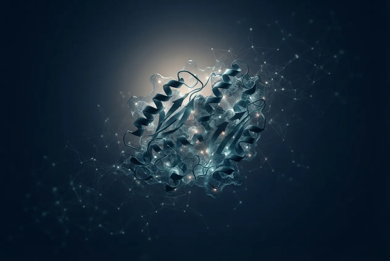 Abstract computational biology visualization of protein structures related to genotype def biology