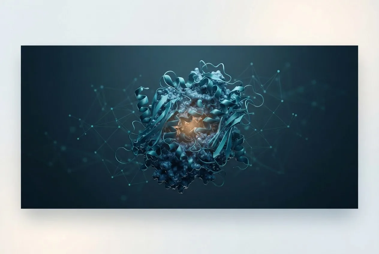Abstract computational biology visualization of protein structures related to genotype definition biology