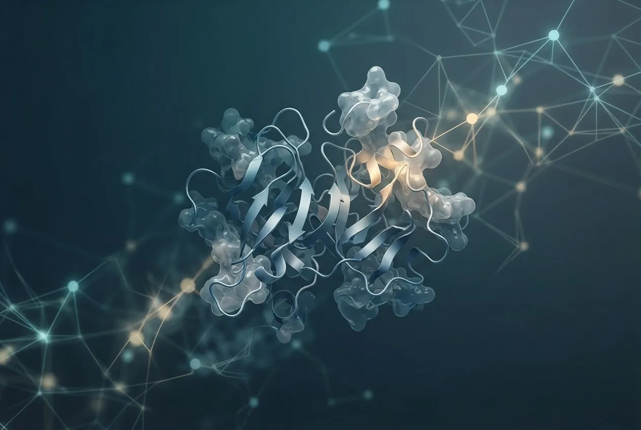 Abstract computational biology visualization of protein structures related to highest paying medical jobs
