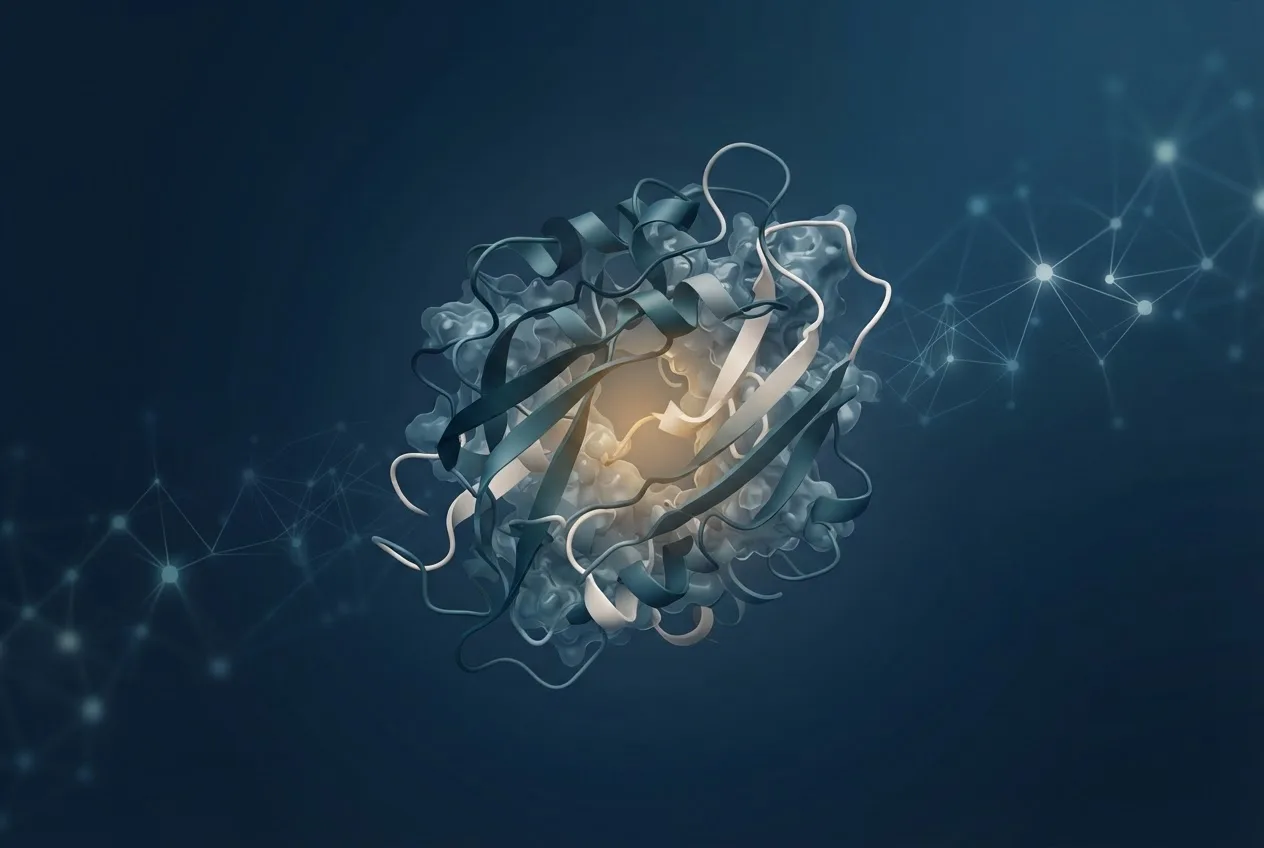 Abstract computational biology visualization of protein structures related to human biology