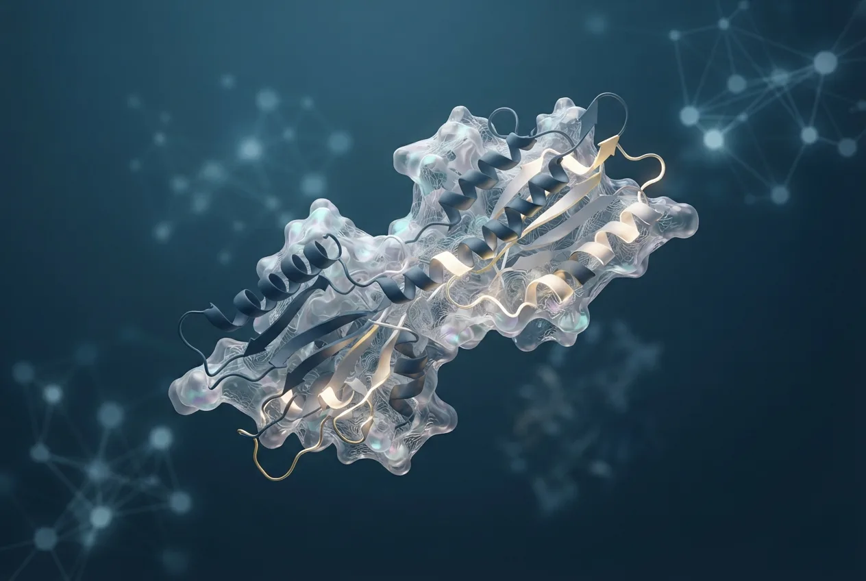 Abstract computational biology visualization of protein structures related to level of organisation biology
