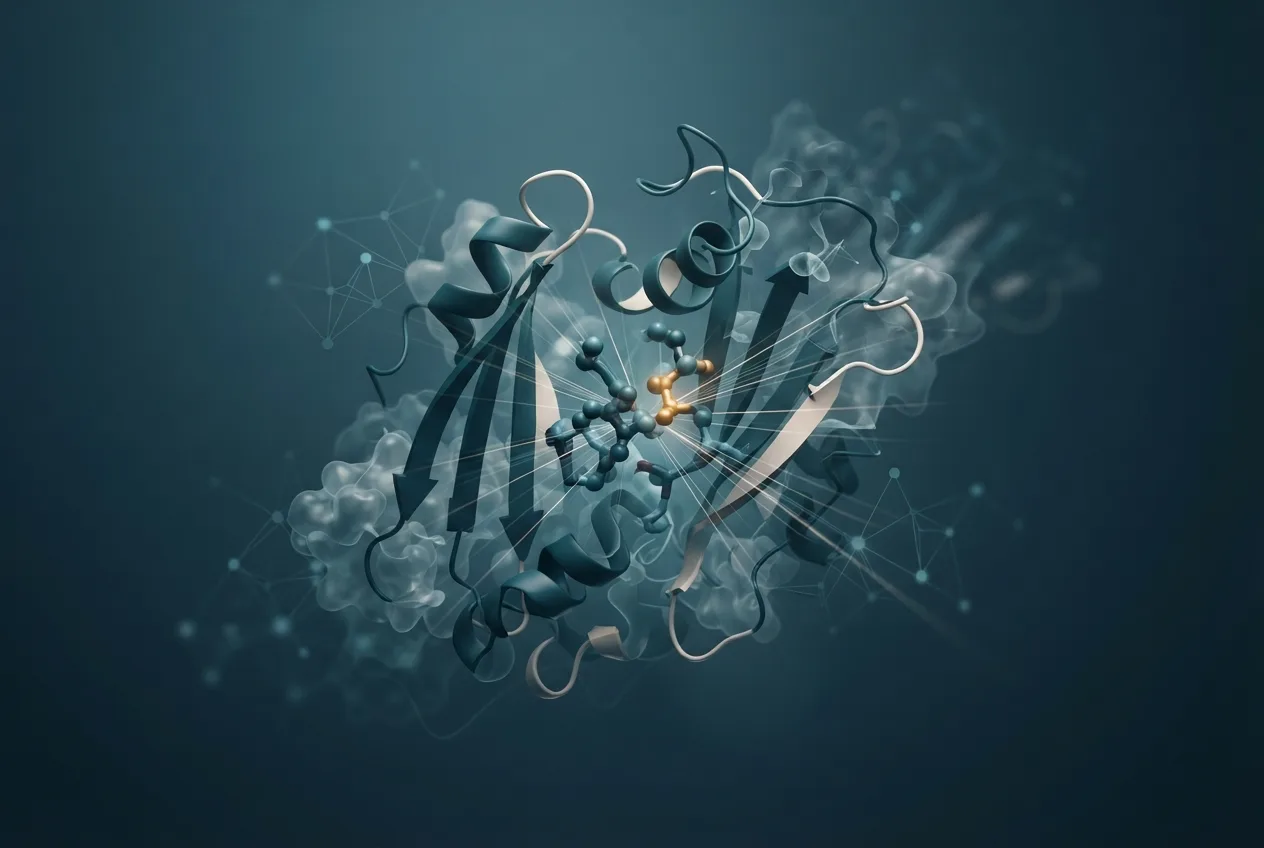 Abstract computational biology visualization of protein structures related to mutation definition biology