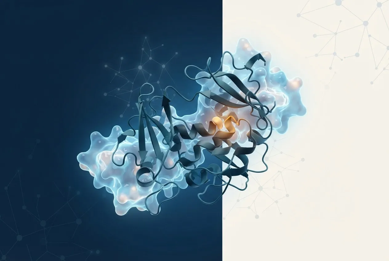 Abstract computational biology visualization of protein structures related to nurse practitioner programs