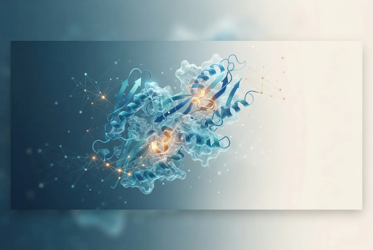 Abstract computational biology visualization of protein structures related to phenotype biology definition