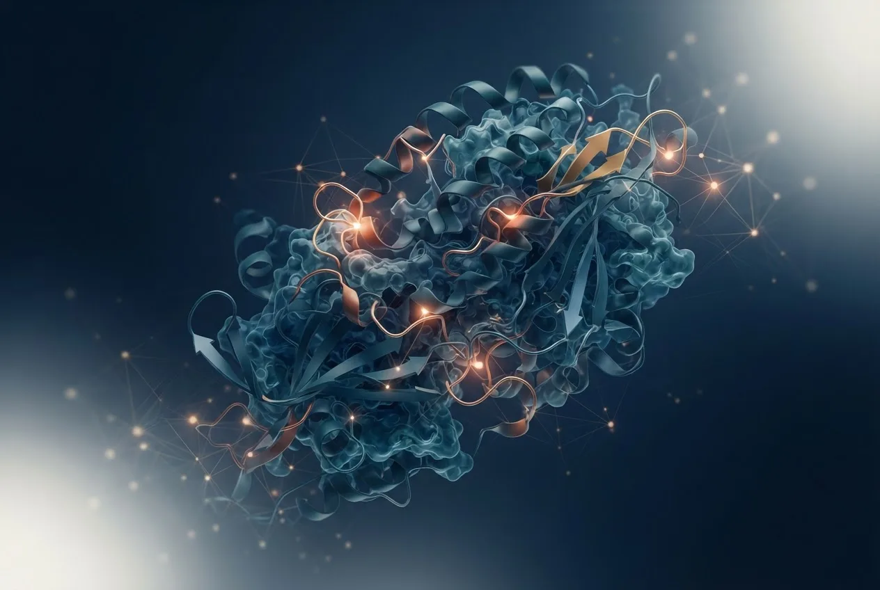 Abstract computational biology visualization of protein structures related to physician salary