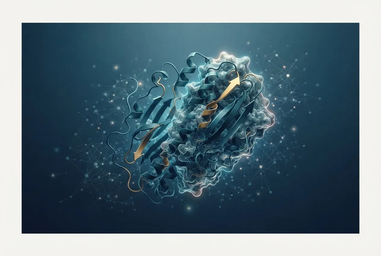Abstract computational biology visualization of protein structures related to recessive biology definition