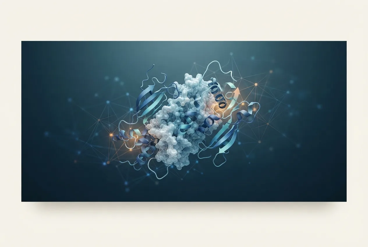 Abstract computational biology visualization of protein structures related to recessive definition biology