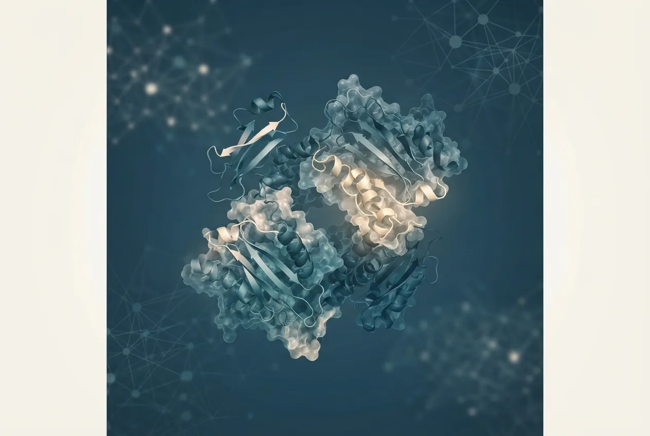 Abstract computational biology visualization of protein structures related to recessive meaning in biology