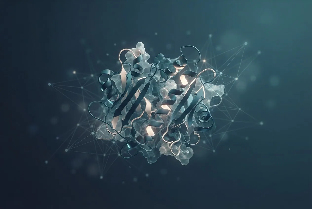 Abstract computational biology visualization of protein structures related to reddit medicine