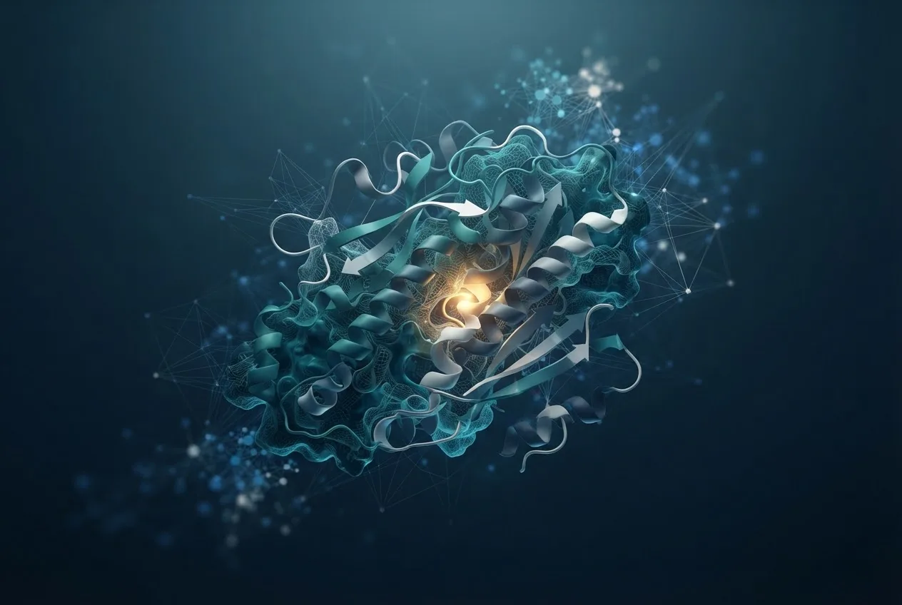 Abstract computational biology visualization of protein structures related to texas diabetes and endocrinology