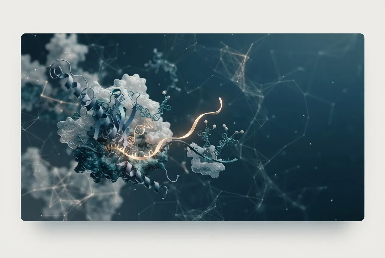 Abstract computational biology visualization of protein structures related to translation biology def
