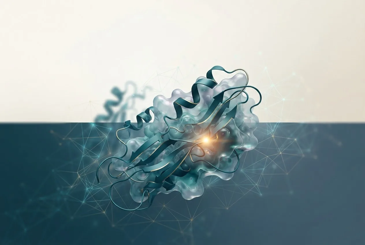 Abstract computational biology visualization of protein structures related to translation biology definition