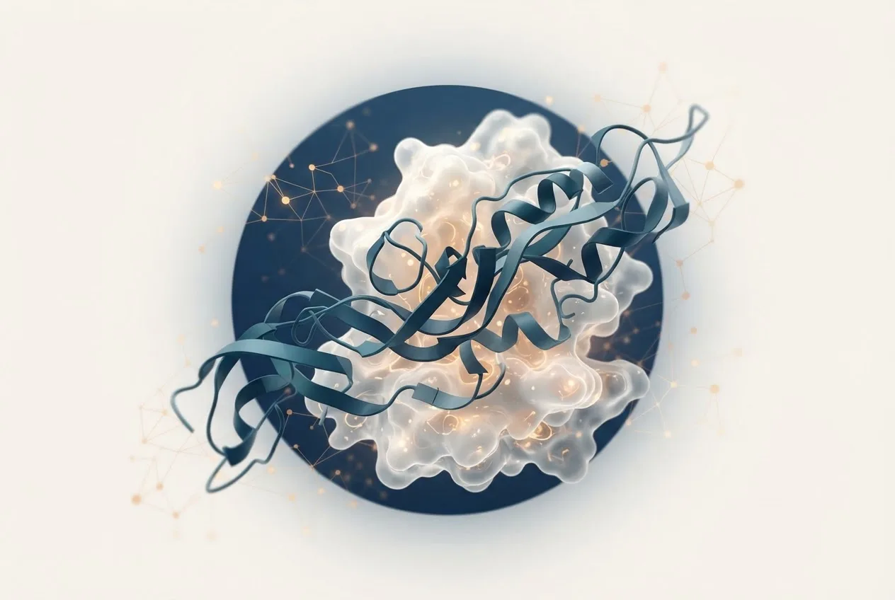 Abstract computational biology visualization of protein structures related to translation definition biology