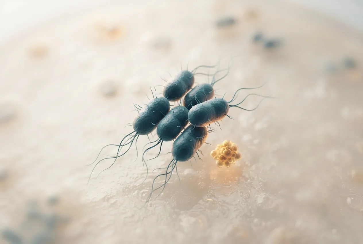 Microscopy-style illustration of bordetella bronchiseptica bacteria showing cell morphology