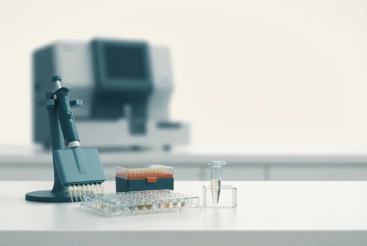 Laboratory illustration of diagnostic testing equipment for bronchoalveolar lavage cytology in equine respiratory disease