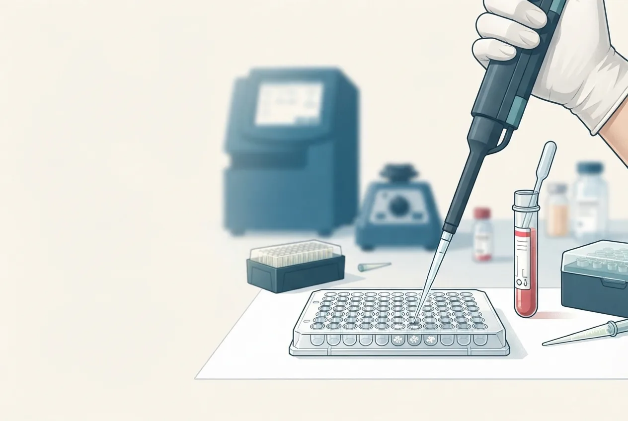 Laboratory illustration of diagnostic testing equipment for cryptococcal antigen latex agglutination testing in cats