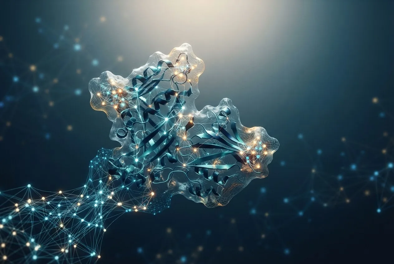 Abstract computational biology visualization of protein structures related to deep learning for predicting viral antigenic drift from sequence surveillance