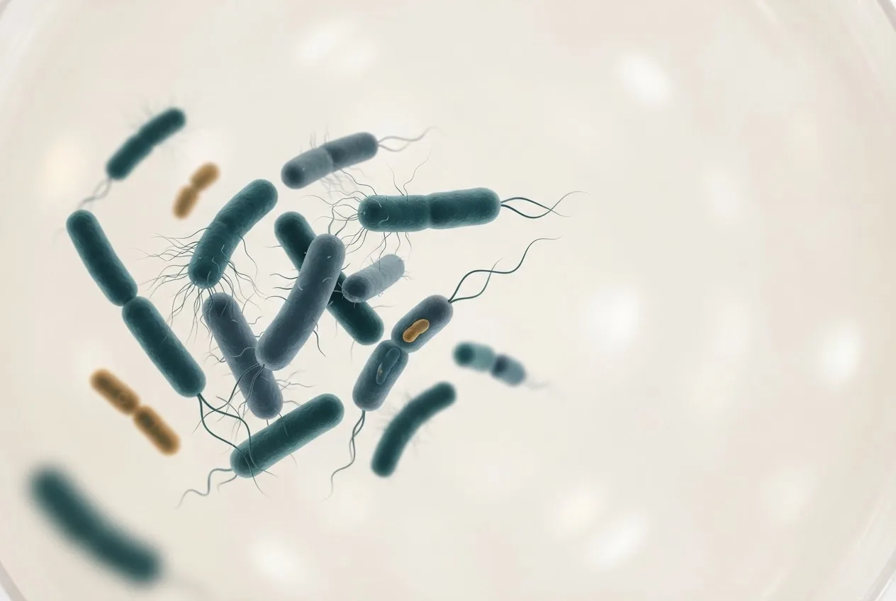 Microscopy-style illustration of dichelobacter nodosus (ovine footrot) bacteria showing cell morphology