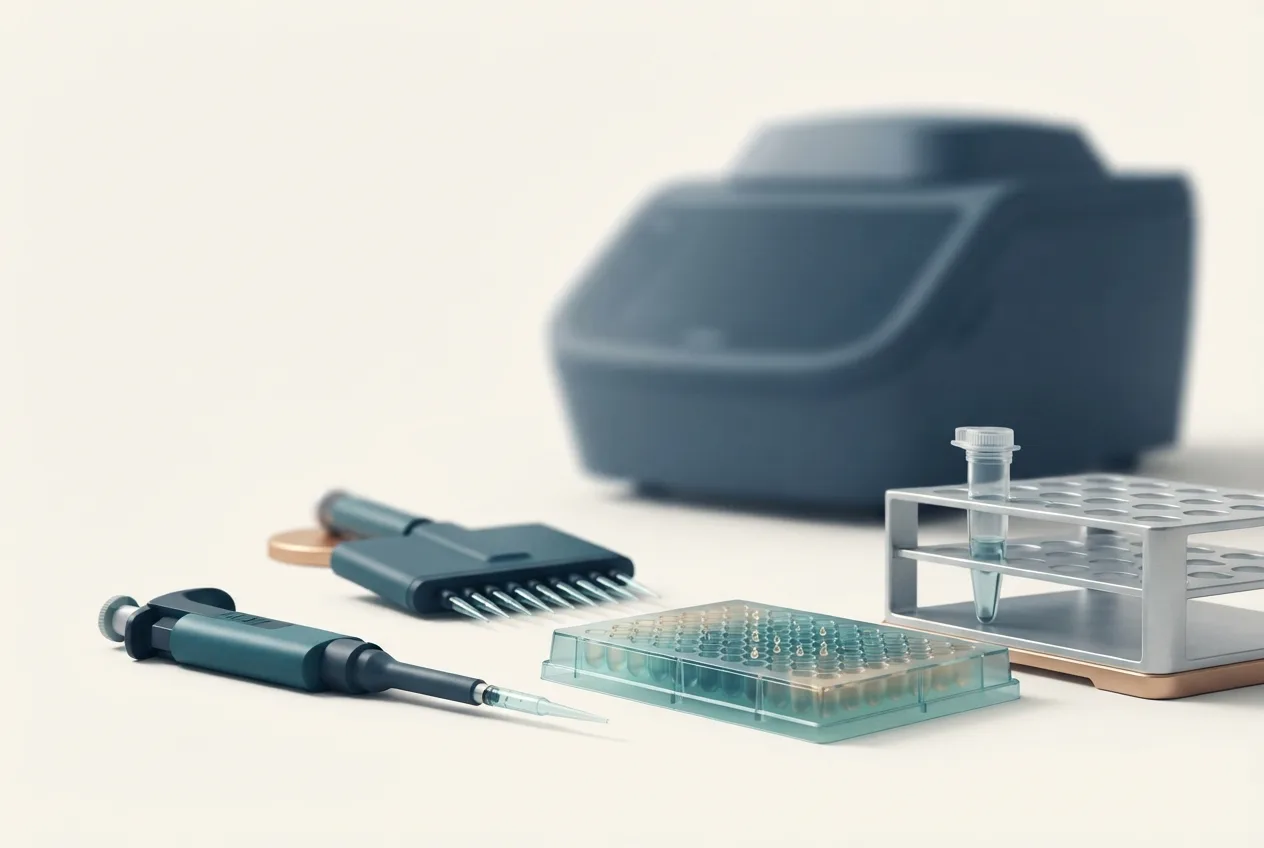 Laboratory illustration of diagnostic testing equipment for digital droplet pcr for absolute quantification of bovine viral diarrhea virus