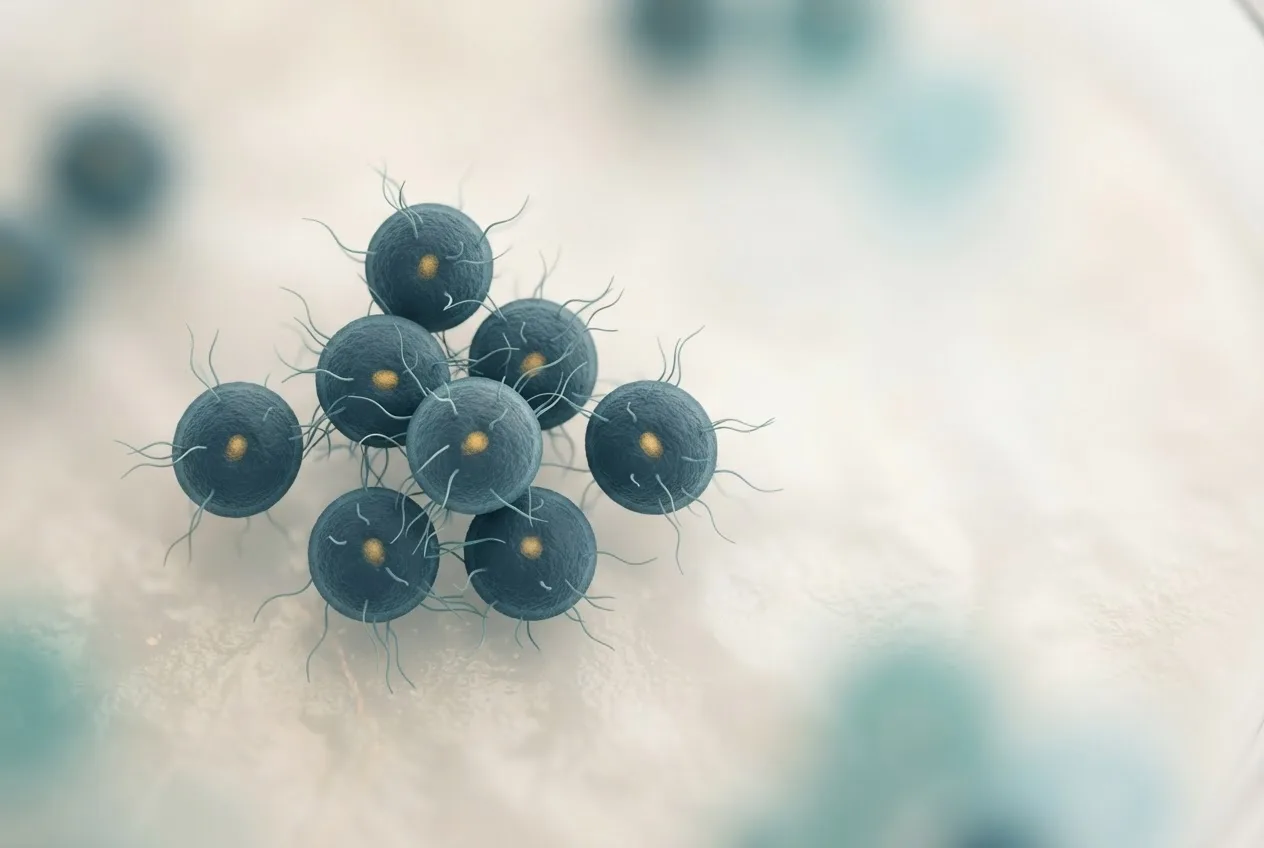 Microscopy-style illustration of ehrlichia canis bacteria showing cell morphology