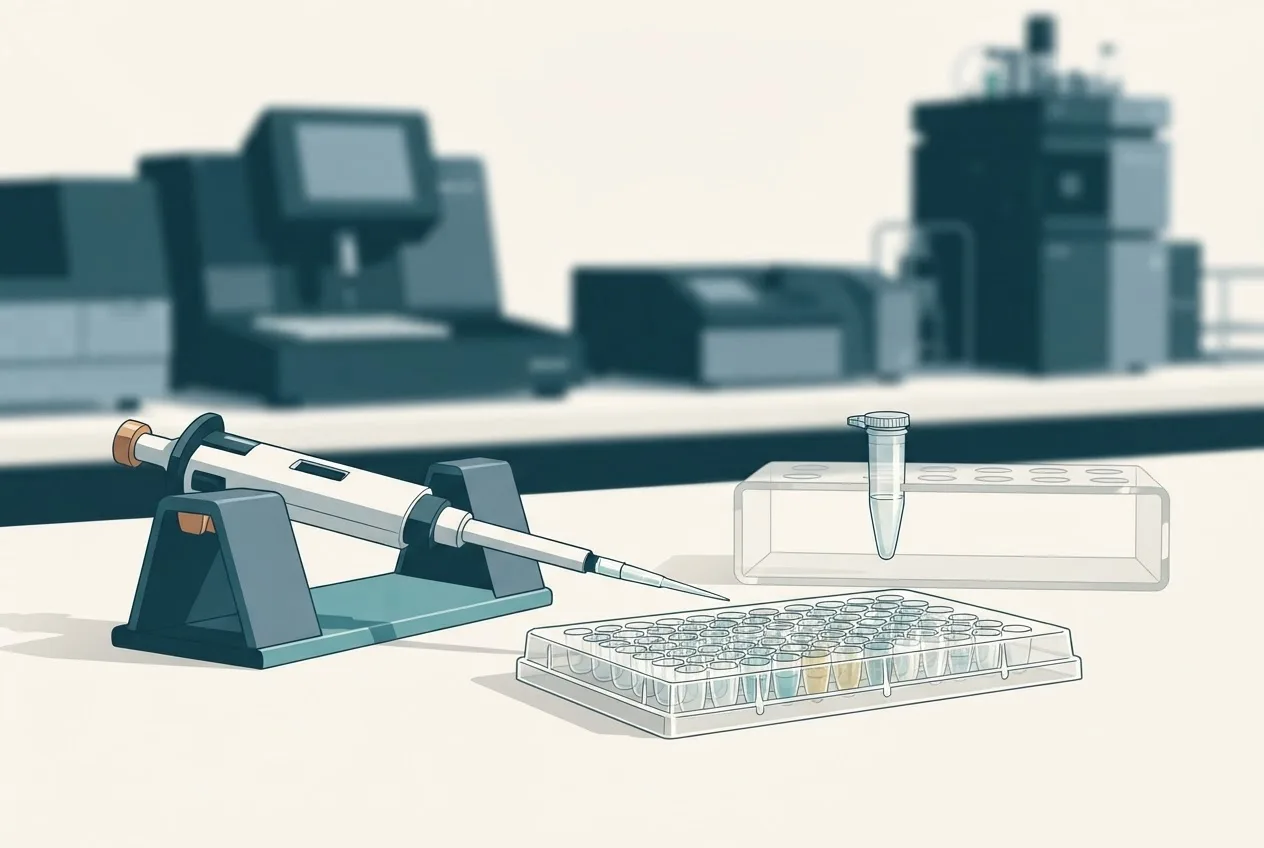 Laboratory illustration of diagnostic testing equipment for establishing intervals in chemistry