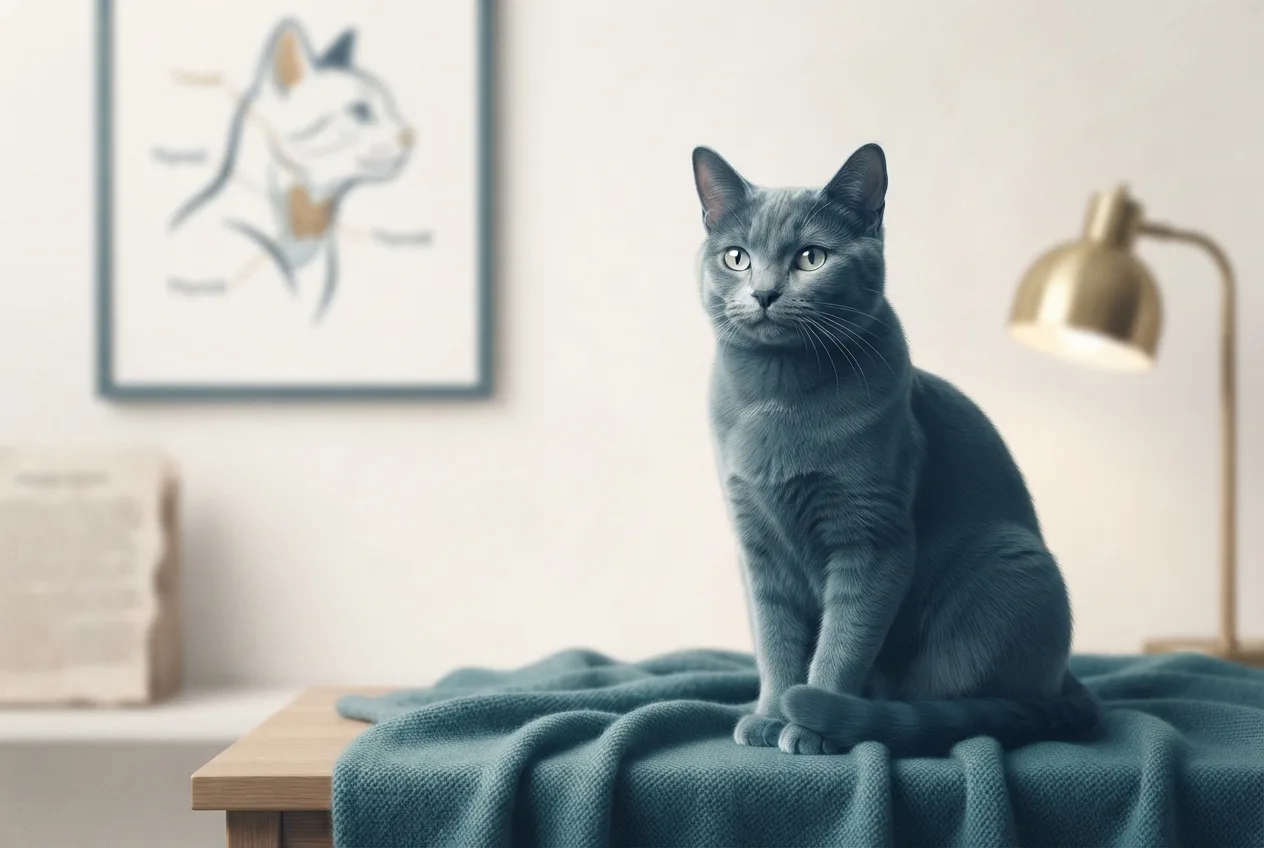 Illustration of a healthy, calm dog or cat representing the pet-health topic of feline hyperthyroidism