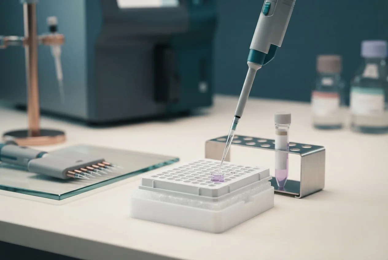 Laboratory illustration of diagnostic testing equipment for flow cytometry immunophenotyping of canine lymphoma