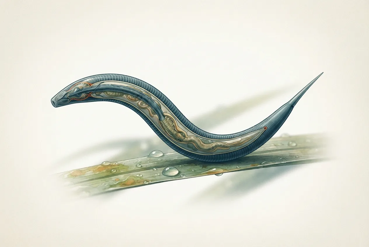 Scientific illustration of the haemonchus contortus (barber's pole worm) parasite life stage
