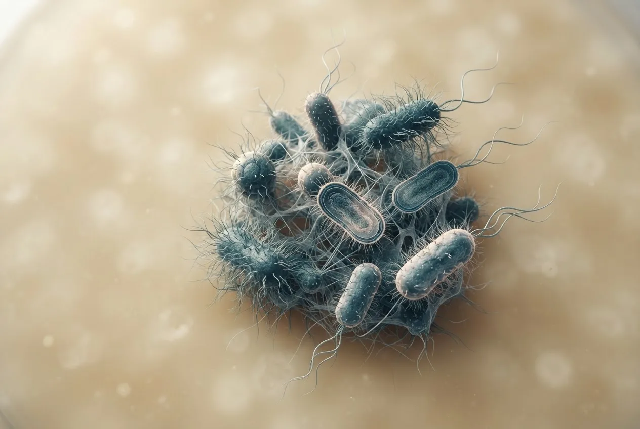 Microscopy-style illustration of histophilus somni bacteria showing cell morphology
