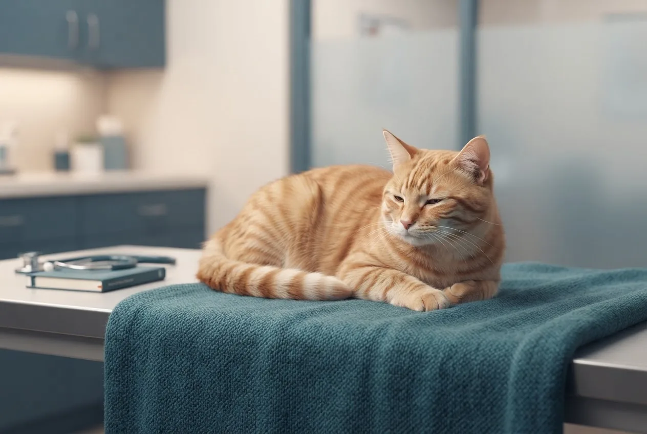 Illustration of a healthy, calm dog or cat representing the pet-health topic of hypertrophic cardiomyopathy in cats