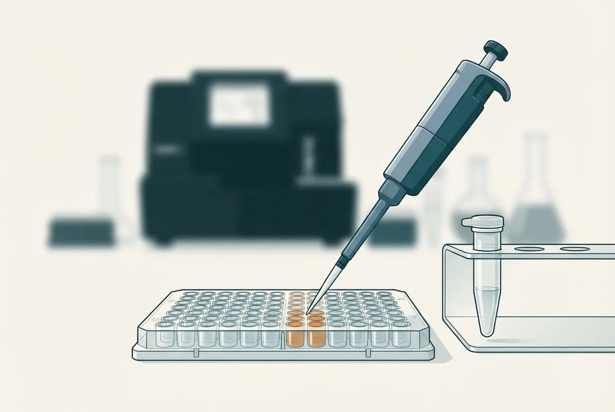 Laboratory illustration of diagnostic testing equipment for immunohistochemistry markers in canine soft tissue sarcoma