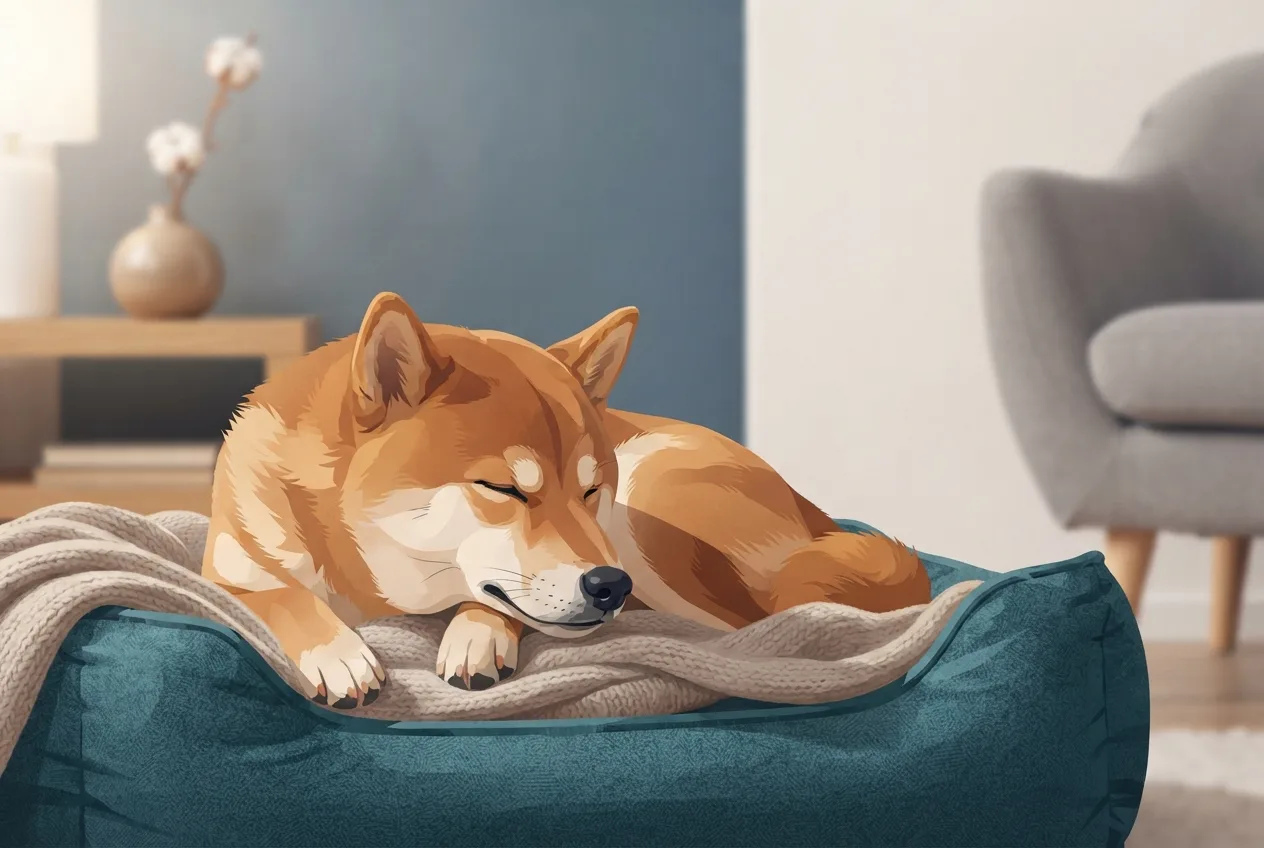 Illustration of a healthy, calm dog or cat representing the pet-health topic of intervertebral disc disease (ivdd) in dogs