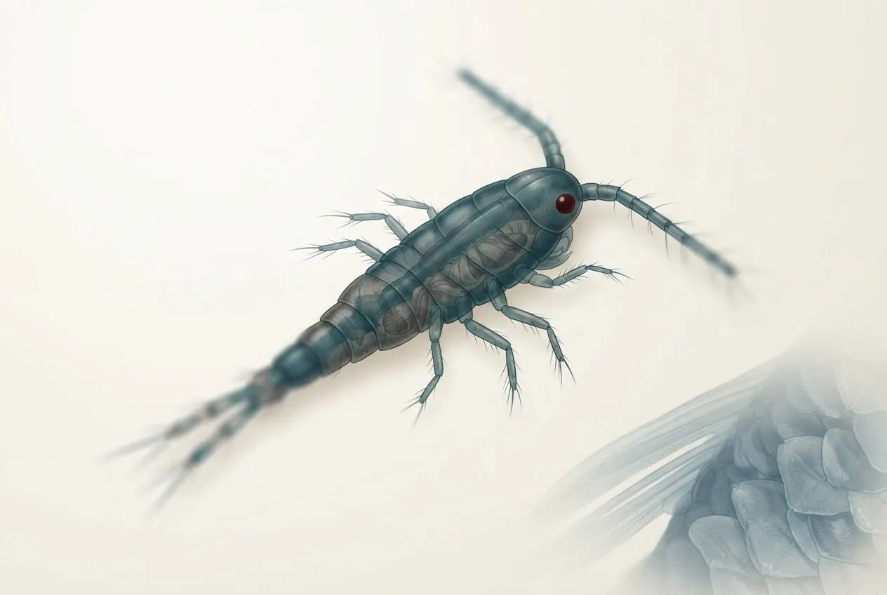 Scientific illustration of the lernaea (anchor worm) parasite life stage
