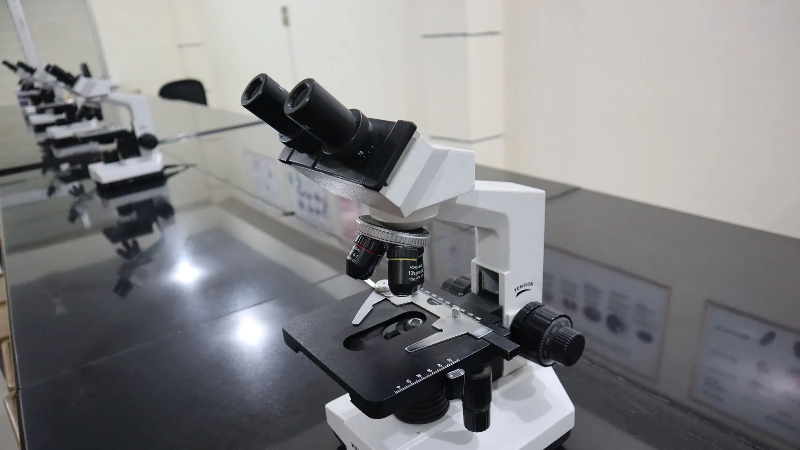 High-quality image of a microscope in a laboratory setting, perfect for science and research themes