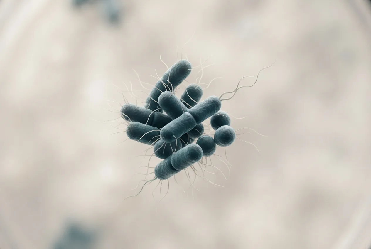 Microscopy-style illustration of mannheimia haemolytica bacteria showing cell morphology