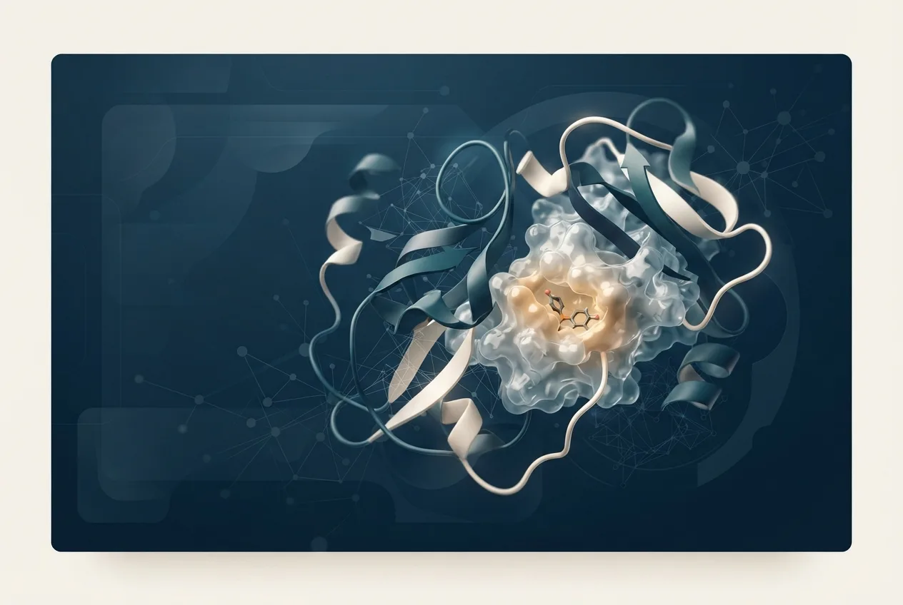 Abstract computational biology visualization of protein structures related to molecular docking workflows for antiparasitic screening