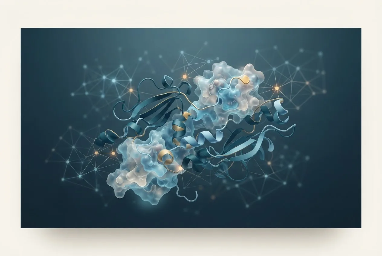 Abstract computational biology visualization of protein structures related to network pharmacology approaches to multi-target drug discovery
