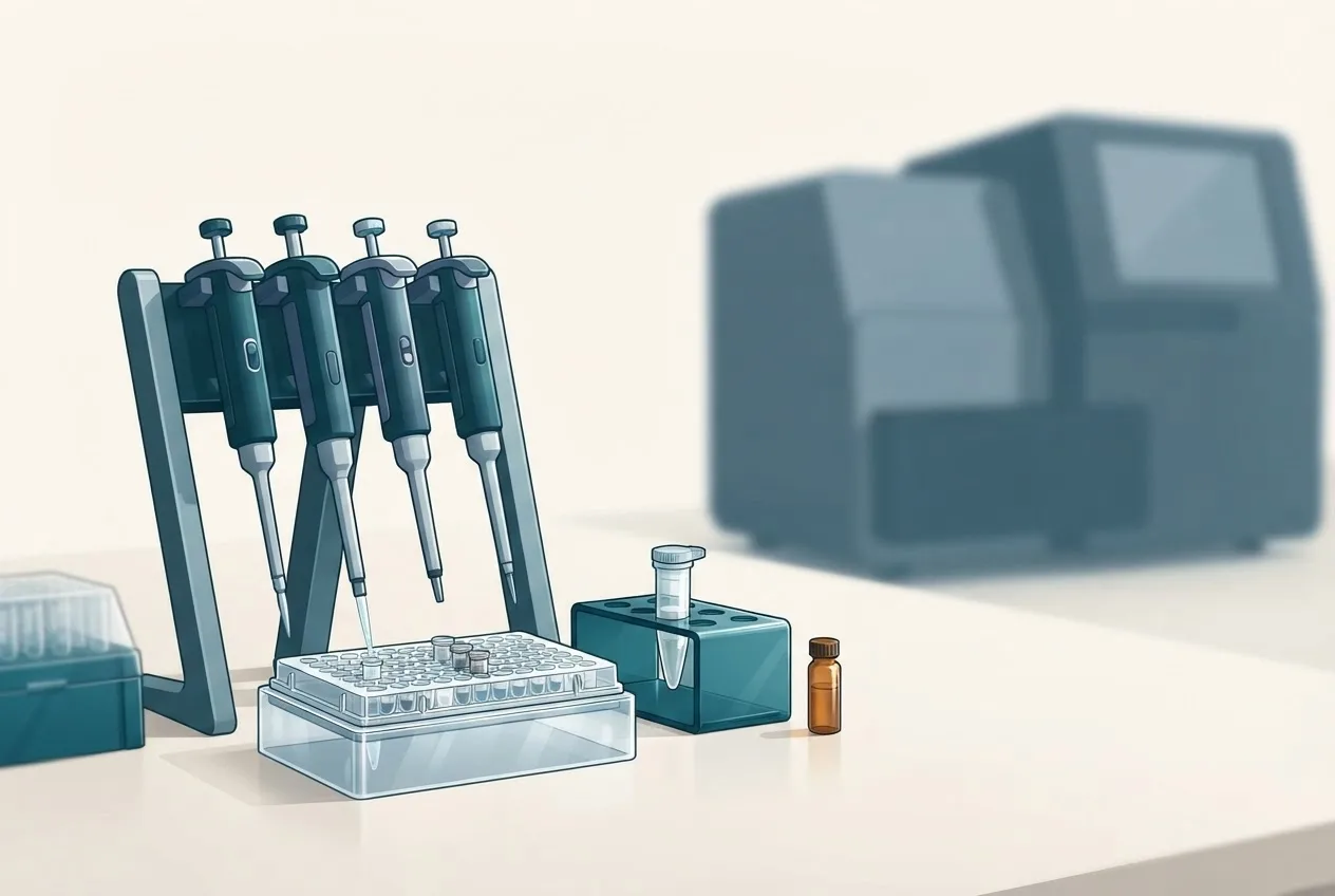 Laboratory illustration of diagnostic testing equipment for next-generation sequencing for pathogen metagenomics