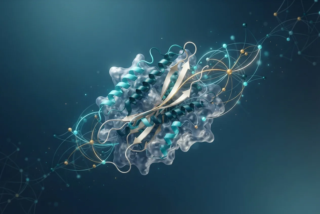 Abstract computational biology visualization of protein structures related to pangenome graph construction for bacterial genomics